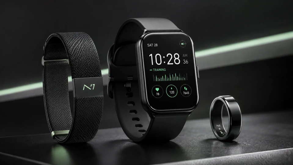 N1 Band, N1 Watch and N1 Ring in graphite finishes
